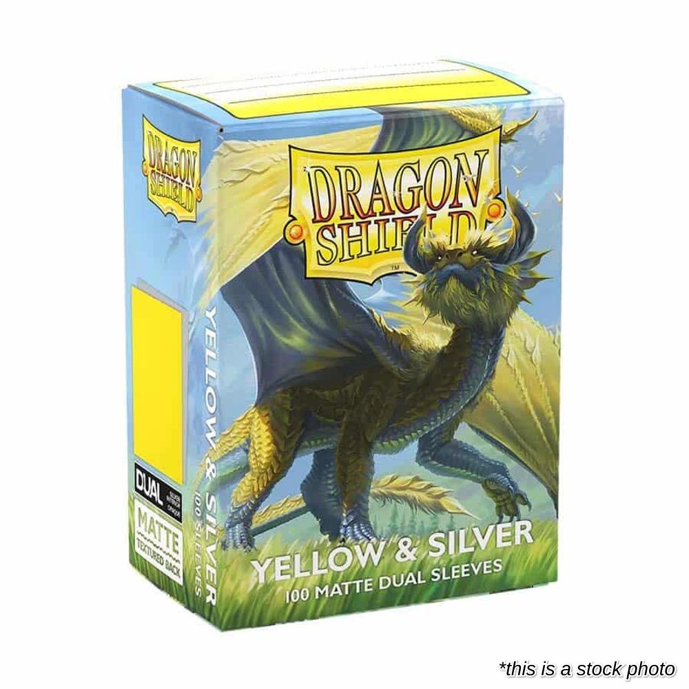 Dragon Shield Dual Matte Standard Sleeves - Yellow & Silver (100 Pack)