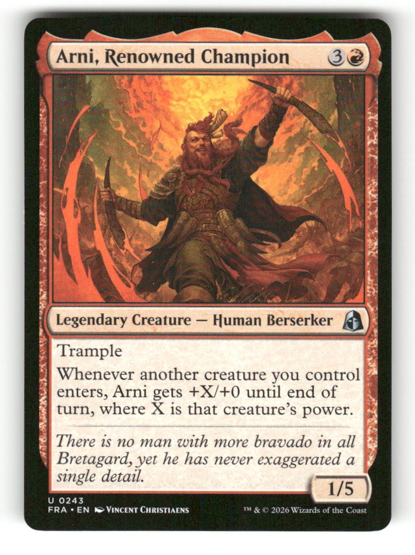 Arni, Renowned Champion