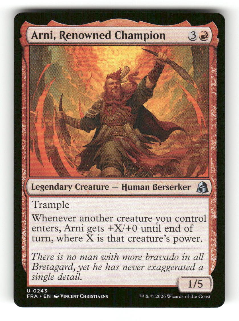 Arni, Renowned Champion