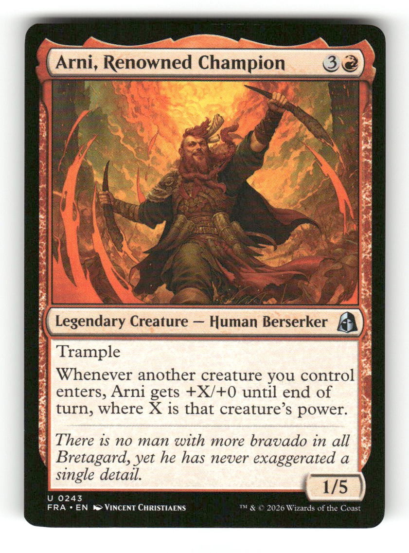 Arni, Renowned Champion