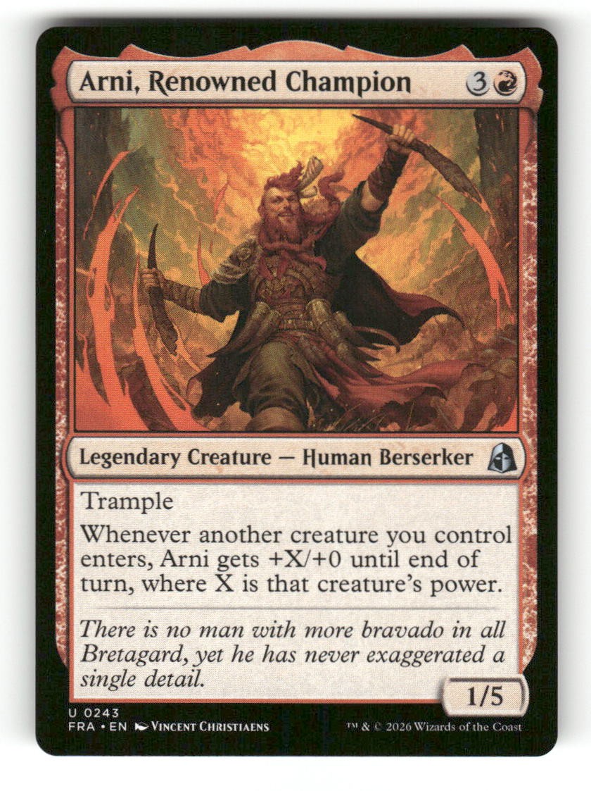 Arni, Renowned Champion